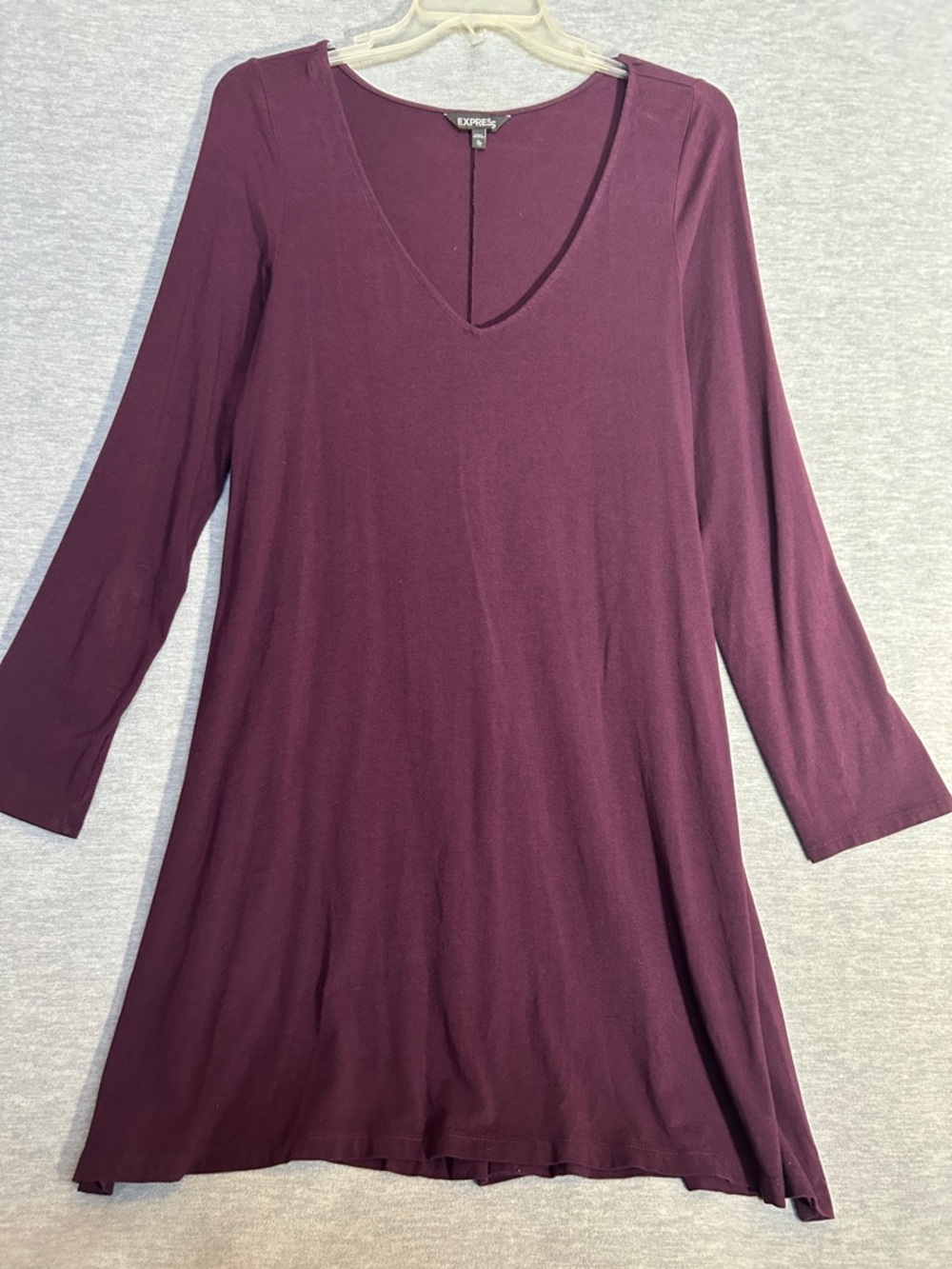 EXPRESS Fit and Flare Stretch Jersey Knit Rich Plum Color Swing Dress